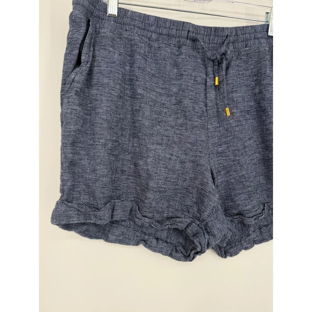 Ellen Tracy Linen Womens Short Boho Striped Beach Coastal Travel Resort Vacation